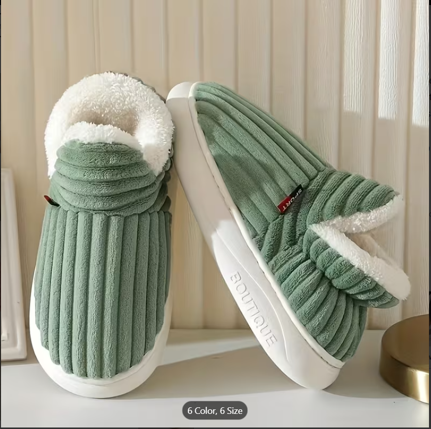 Corduroy Fleece-Lined Slipper Boots