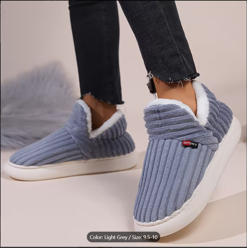 Corduroy Fleece-Lined Slipper Boots