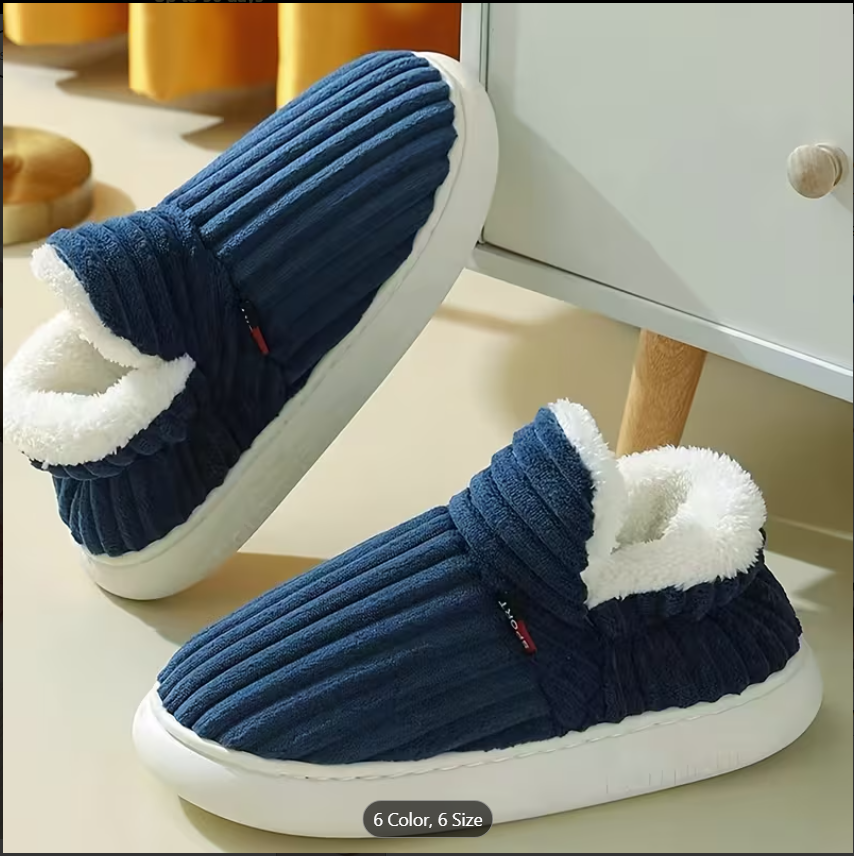 Corduroy Fleece-Lined Slipper Boots